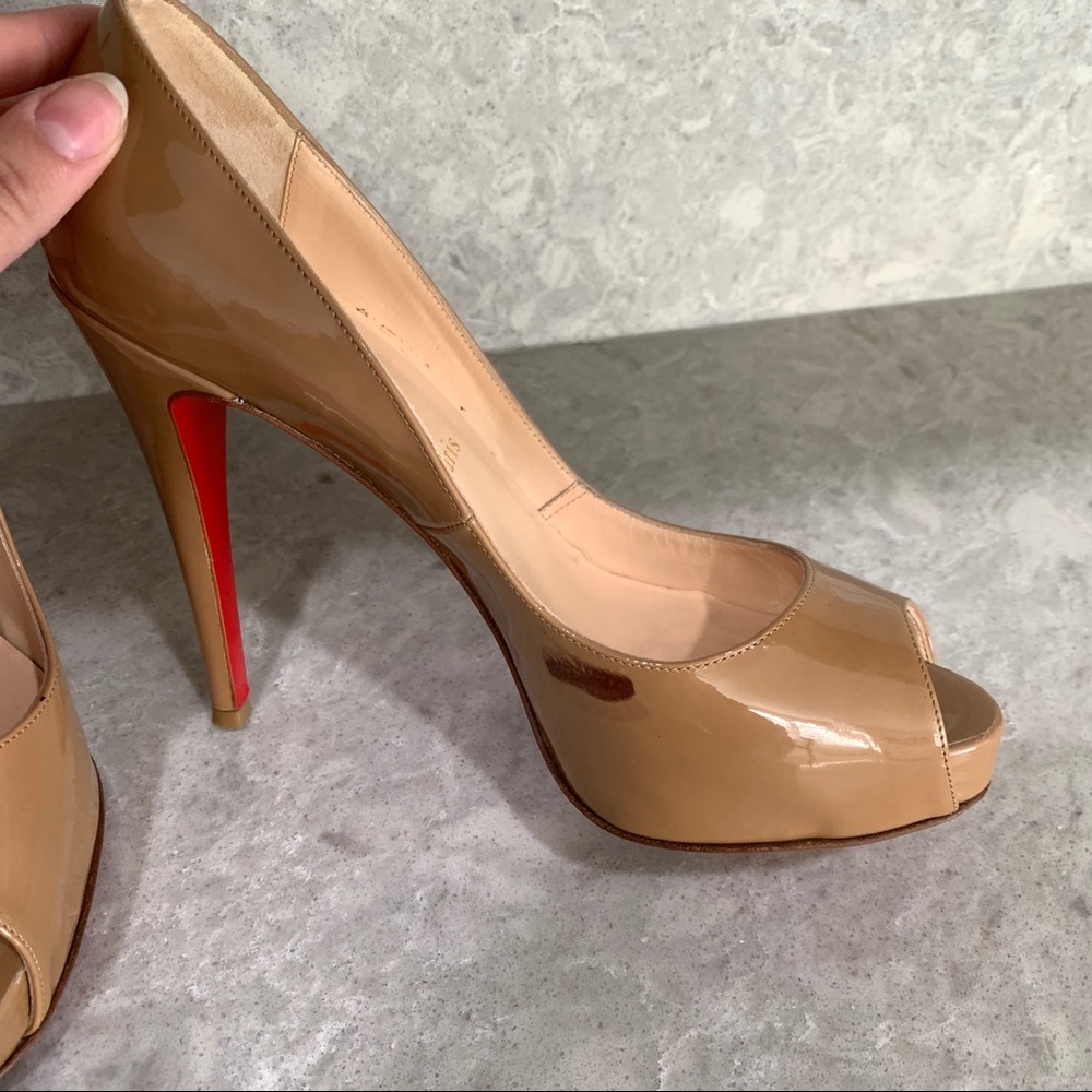Christian Louboutin Nude Peep Toe Heels - Picture 7 of 10